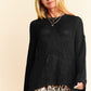 Davi & Dani Star Front Crochet Drop Shoulder Knit Top