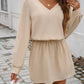 Cutout V-Neck Long Sleeve Mini Dress