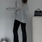 Sequin Button Up Long Sleeve Shirt