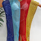 Fringe Color Block Scoop Neck Cover Up
