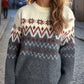 Chevron Contrast Round Neck Long Sleeve Sweater