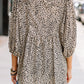 Animal Print V-Neck Three-Quarter Sleeve Blouse