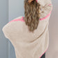 Double Take Contrast Open Front Dropped Shoulder Cardigan