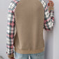 Perfee Plaid Half Zip Long Sleeve Texture Sweatshirt