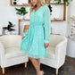 Double Take Full Size Printed Ruched V-Neck Long Sleeve Dress