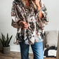 Printed Notched Flounce Sleeve Blouse