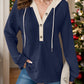 Full Size Waffle-Knit Contrast Long Sleeve Hoodie