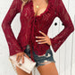 Tied V-Neck Long Sleeve Lace Top