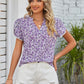 Double Take Full Size Floral Notched Neck Blouse