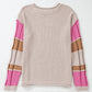 Color Block Round Neck Long Sleeve  Sweater