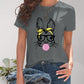Rabbit Graphic Round Neck Short Sleeve T-Shirt