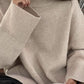 Side Slit Turtleneck Drop Shoulder Sweater