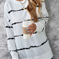 Slit Contrast Striped Round Neck Long Sleeve T-Shirt