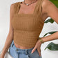 Full Size Textured Square Neck Wide Strap Tank