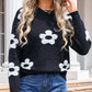 Flower Round Neck Long Sleeve Sweater