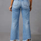 Distressed Raw Hem Jeans with Pockets