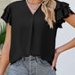 Ruffled V-Neck Cap Sleeve Blouse
