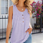 Eyelet Buttoned Round Neck Tank