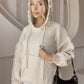 Drawstring Fringe Hem Long Sleeve Hooded Sweater