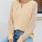 Cutout Round Neck Lace Long Sleeve Blouse