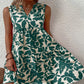 Printed Notched Sleeveless Mini Dress