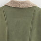 Fuzzy Collared Neck Long Sleeve Jacket
