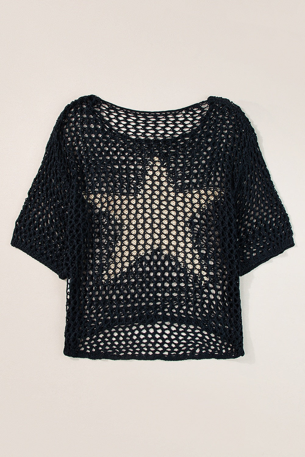 Openwork Star Boat Neck Knit Cover Up