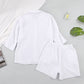 Texture Button Up Shirt and Shorts Set