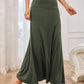Solid Elastic Waist Maxi Skirt