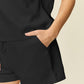 Double Take Full Size Texture Short Sleeve T-Shirt and Drawstring Shorts Set