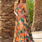 Full Size Twisted Printed V-Neck Cami Dress