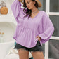 Plus Size Swiss Dot Tie Neck Long Sleeve Blouse