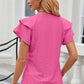 Full Size Eyelet Notched Flutter Sleeve T-Shirt