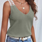Lace Detail Waffle-Knit V-Neck Tank