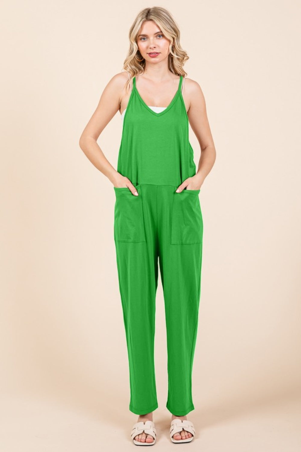 Culture Code Full Size Sleeveless Jumpsuit with Pockets *