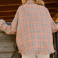 And The Why Full Size Plaid Button Up Raw Hem Shirt