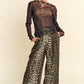 Davi & Dani Glitter Mesh Lettuce Hem Long Sleeve Top