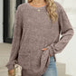 Full Size Pocketed Round Neck Long Sleeve T-Shirt
