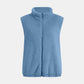 Full Size Fuzzy Zip Up Vest Coat with Pockets