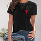 Heart Round Neck Short Sleeve T-Shirt