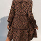 Frill Printed Mock Neck Long Sleeve Mini Dress
