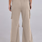 Elastic Waist Wide Leg Pants with Pockets