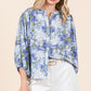 Mittoshop Flower Print Batwing Sleeve Button Down Blouse