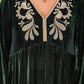 Plus Size Embroidered V-Neck Long Sleeve Dress