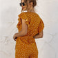 Ruffled Polka Dot Half Button Romper