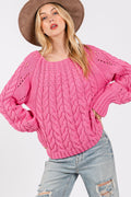 SAGE + FIG Cable-Knit Long Sleeve Sweater *