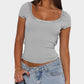 Lace Detail Scoop Neck Short Sleeve T-Shirt