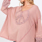 SAGE + FIG Peace Sign Mineral Wash Terry Top