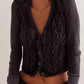 V-Neck Button Up Cropped Cardigan