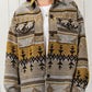 Pocketed Geometric Collared Neck Jacket